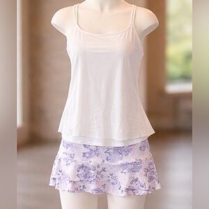 White Sheer Layered Tank Top Medium Flowy Double Layer Lightweight Chic